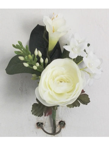 2.5" Ranunculus/Stephanotis /Peral Hyacinth Corsage Cream (pack of 432)