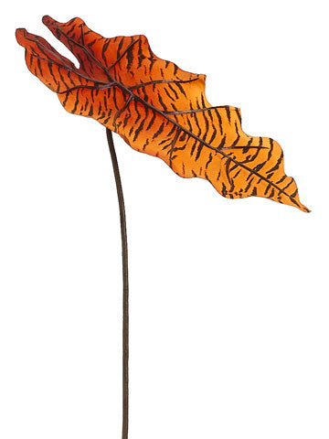20" Tiger Print Alocasia Leaf Spray Orange Brown (pack of 12)
