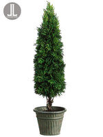 20.5" Cedar Cone Topiary in Tin Pot Green (pack of 1)