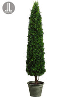 32.5" Cedar Cone Topiary in Tin Pot with Re-shippable Box Green (pack of 1)