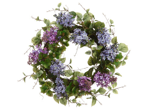 24" Lilac Wreath in Re-Shippable Box Lavender Orchid (pack of 8)