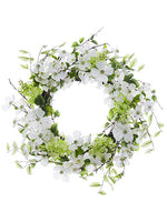 24" Dogwood/Lilac Wreath in Re-Shipable Box White Green (pack of 8)